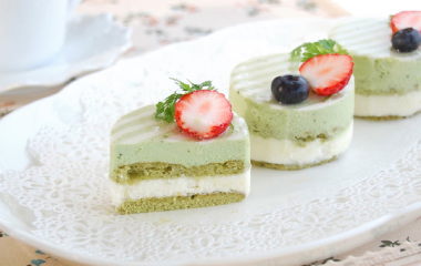 抹茶とホワイトチョコのムースの完成写真