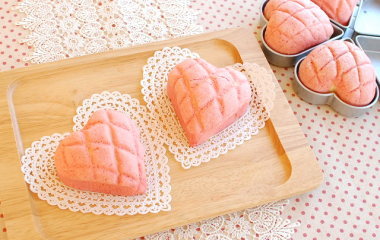 ハートのいちごメロンパンの完成写真