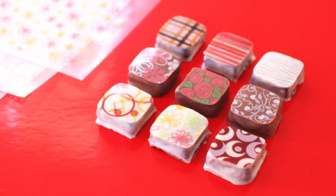 バレンタインに♪ 転写シートのチョコレートボンボンの完成写真