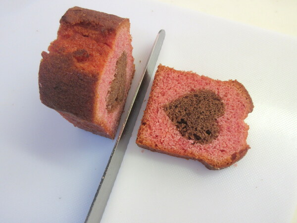 ココア＆苺の生地で♪ ハートのパウンドケーキの作り方の手順9